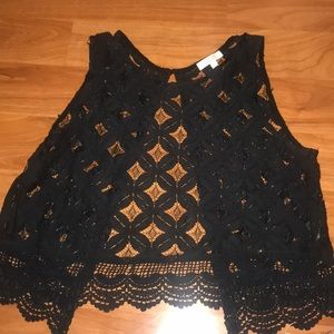 Black embroidery tank top